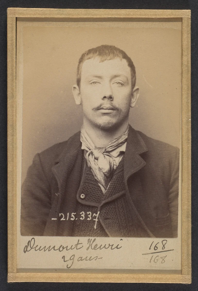 Dumont. Henri, Victor. 29 ans, né à Issy (Seine). Mécanicien. Anarchiste. 8/3/94. by Alphonse Bertillon, photograph, 1894