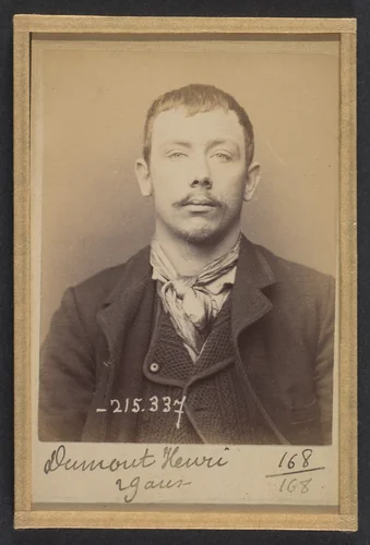 Dumont. Henri, Victor. 29 ans, né à Issy (Seine). Mécanicien. Anarchiste. 8/3/94. by Alphonse Bertillon, photograph, 1894