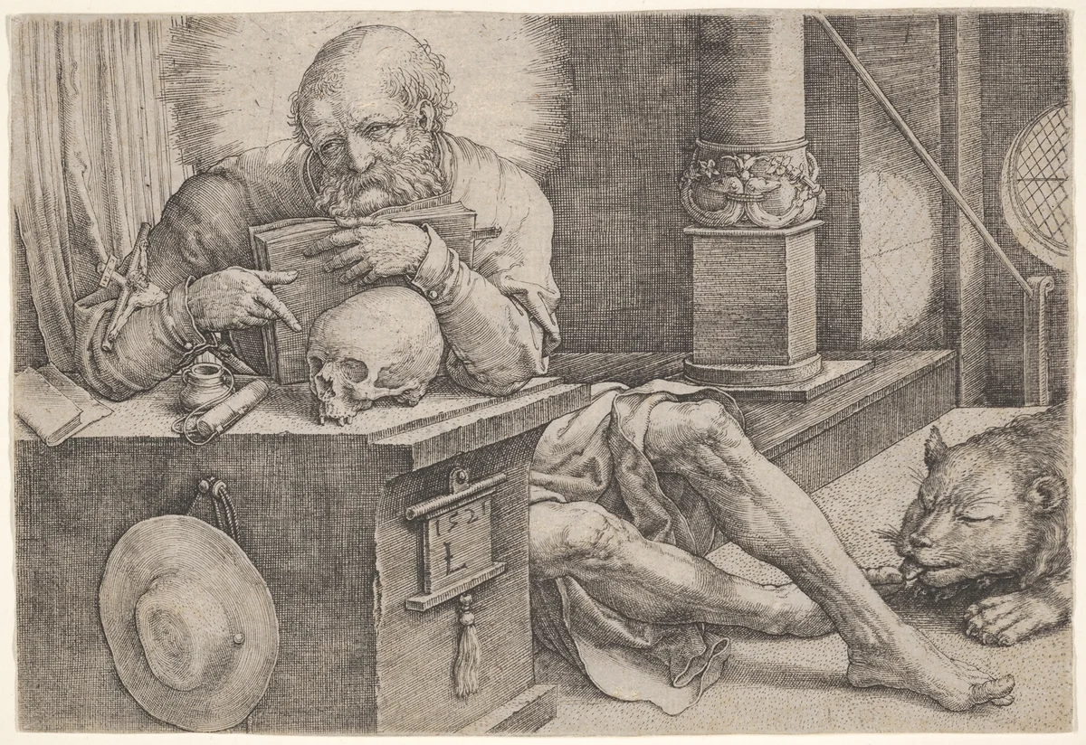 St. Jerome by Lucas van Leyden, print, 1521