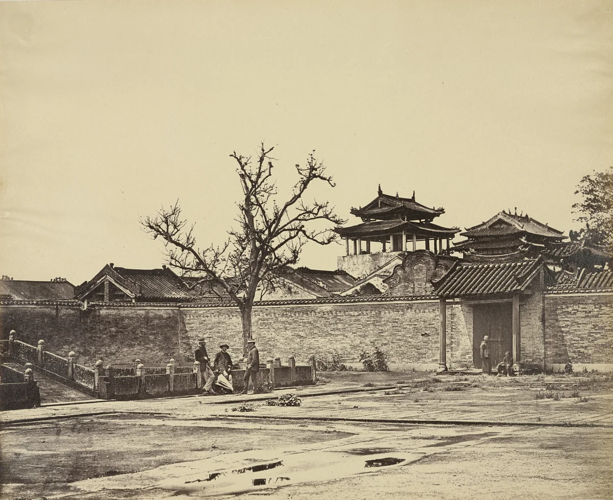 Five Genii Temple, Canton by Felice Beato, photograph, 1860