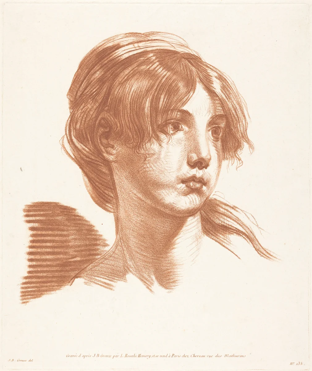 Head of a Girl by Louise Rosalie Hémery, print, 1777