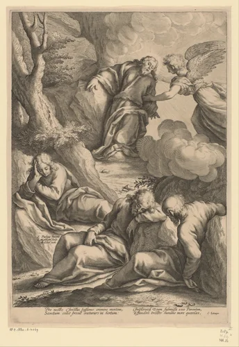 Christus in de hof van Getsemane by Unknown, print, 1594-1598
