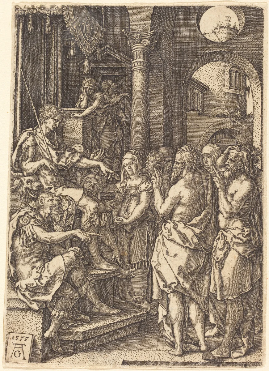 The Two Elders Before the Judge by Heinrich Aldegrever, print, 1555