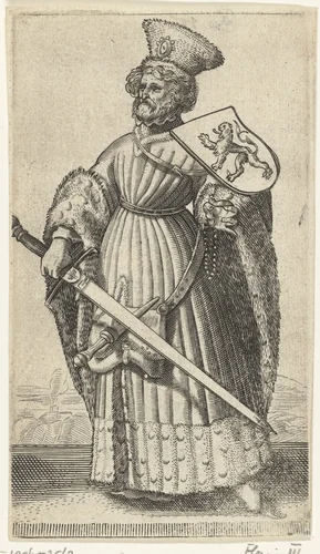 Portret van Floris III, graaf van Holland by Adriaen Matham, print, 1620