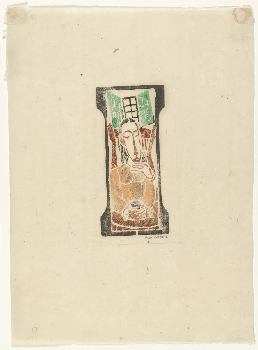 Woman Seated at Table by Max Weber, print, 1919