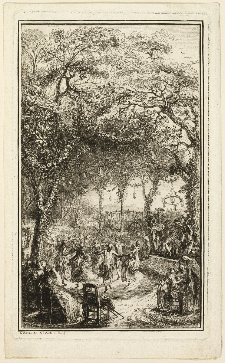 The Dance at Auteuil by Gabriel de Saint-Aubin, print, 1761