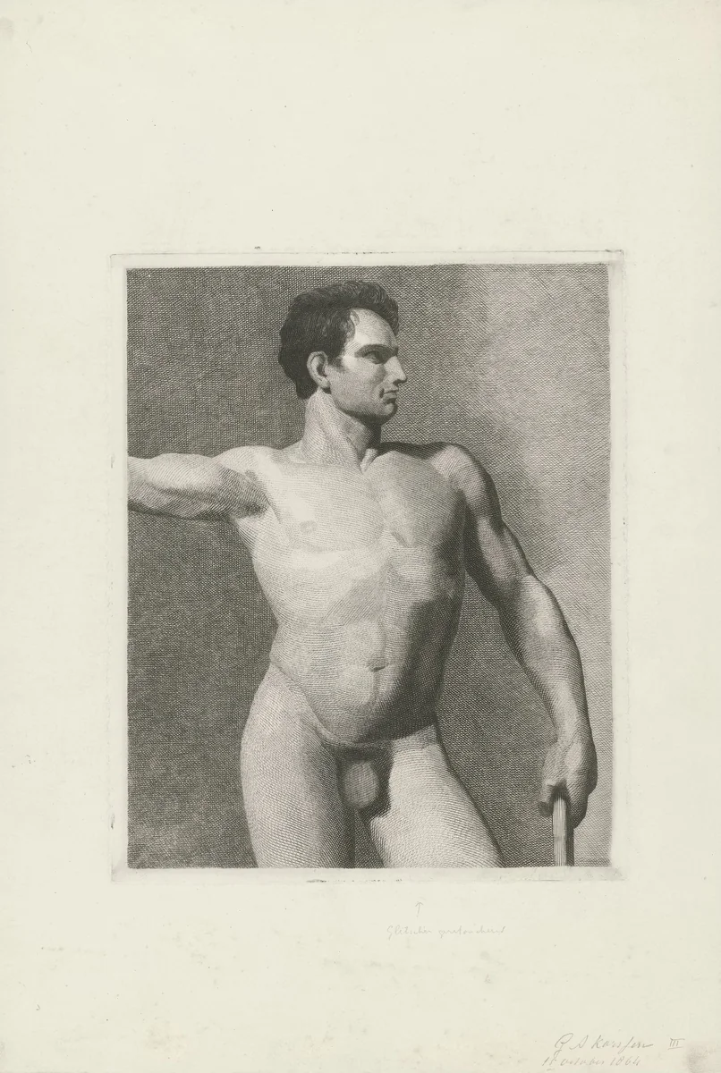 Mannelijk naakt by George Andries Karsen, print, 1864
