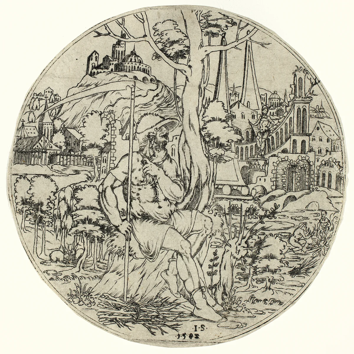 Circular Design with Saturn by Jonas Silber, print, 1583