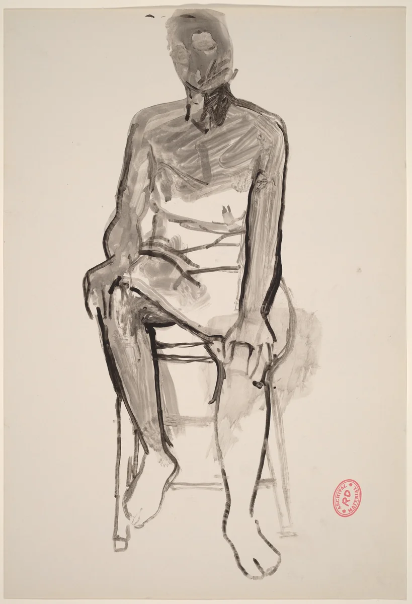 Untitled [seated woman with hands on knees] by Richard Diebenkorn, drawing, 1955-1967