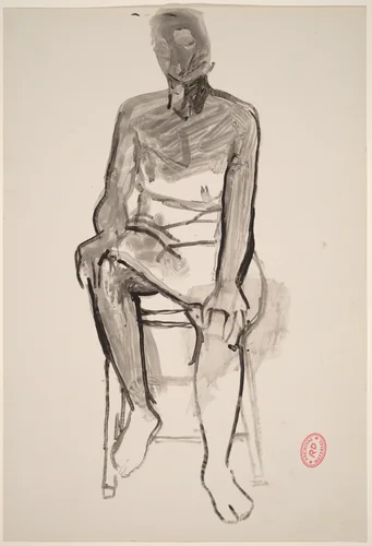 Untitled [seated woman with hands on knees] by Richard Diebenkorn, drawing, 1955-1967