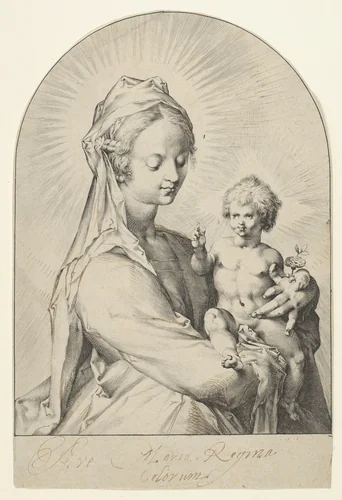 The Virgin with the Child Blessing by Jan Muller, print, 1588-1598