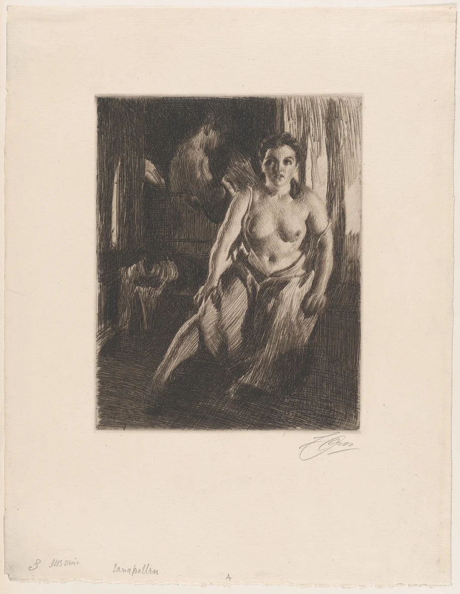 The Bed-Stool by Anders Zorn, print, 1914