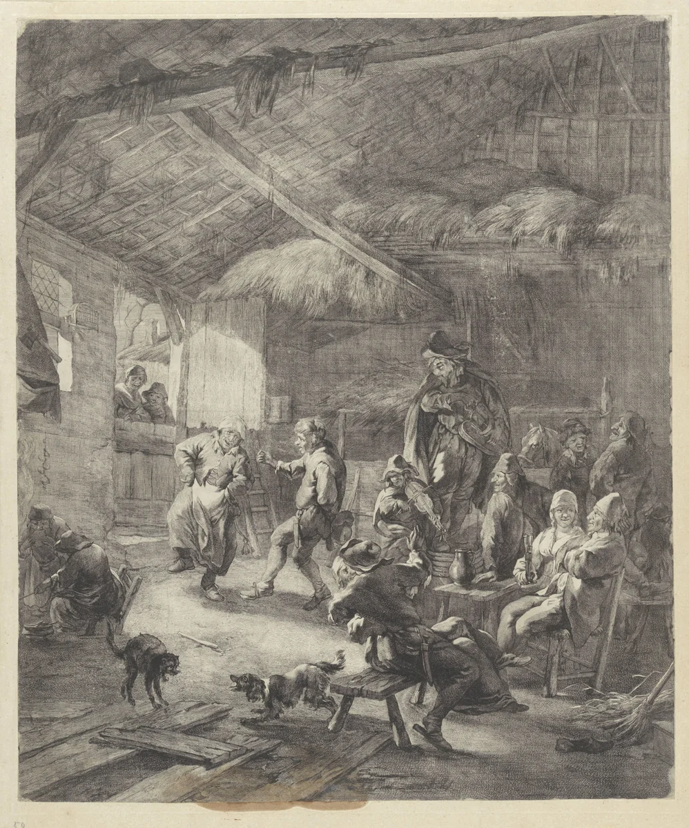 Boerendans by Jan de Visscher, print, 1643-1692