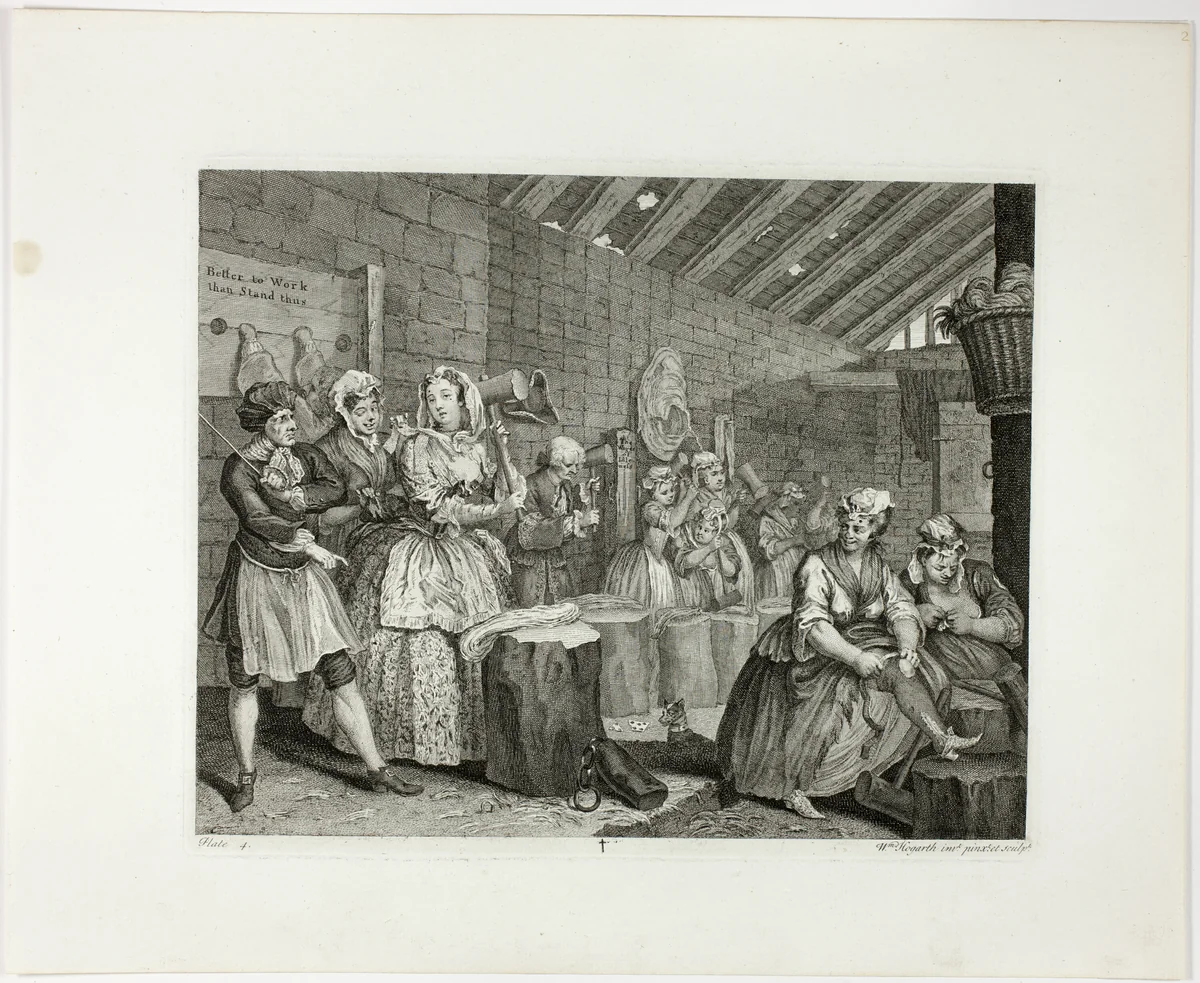 Plate four, from A Harlot's Progress by William Hogarth, print, 1732