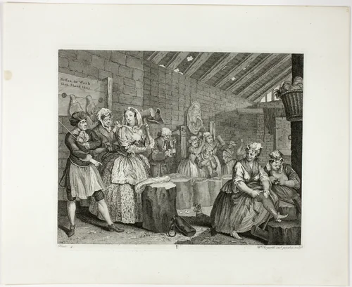Plate four, from A Harlot's Progress by William Hogarth, print, 1732