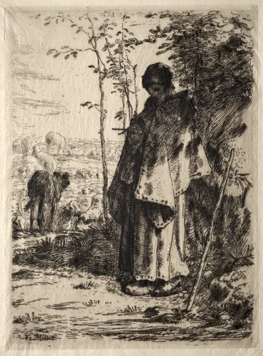 The Large Shepherdess by Jean-François Millet, print, 1862