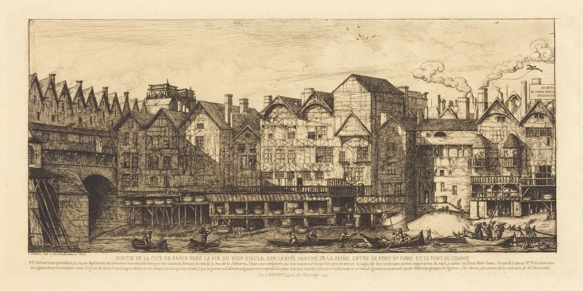 Partie de la Cité vers la fin du XVIIe siècle (View of the City of Paris Towards the Close of the XVIIth Century) by Charles Meryon; Auguste Delâtre, print, 1861