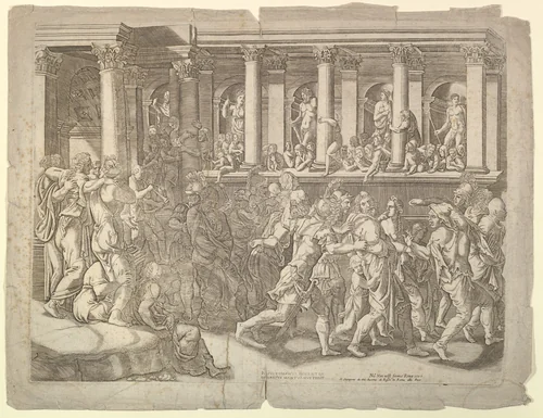 The Mocking of the Prisoners by Giorgio Ghisi, print, 1535-1605