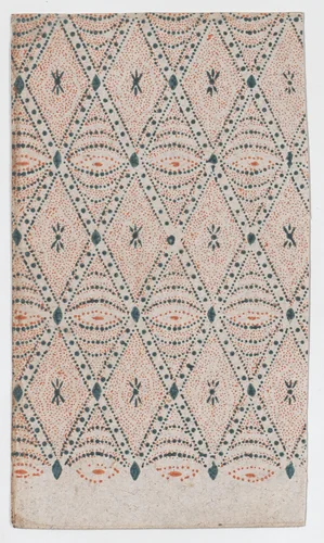Sheet with overall diamond and dot pattern by anonymous, print, 1800-1900