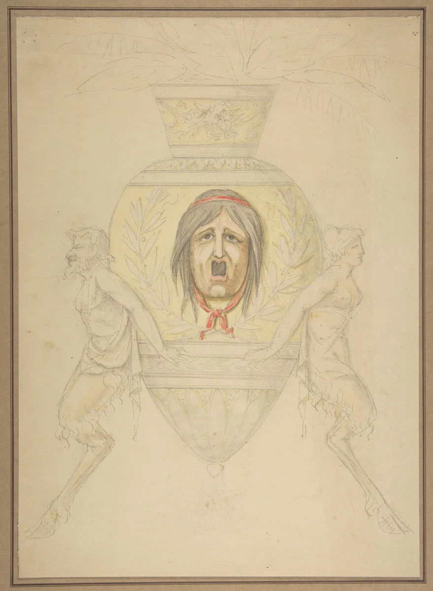 Design for a vase by anonymous, drawing, 1800-1899