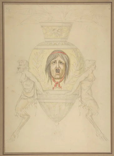Design for a vase by anonymous, drawing, 1800-1899