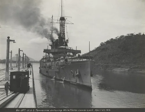 U.S.S. Tennessee entering Miraflores Lower Lock by Unidentified Photographer, photograph, 1916