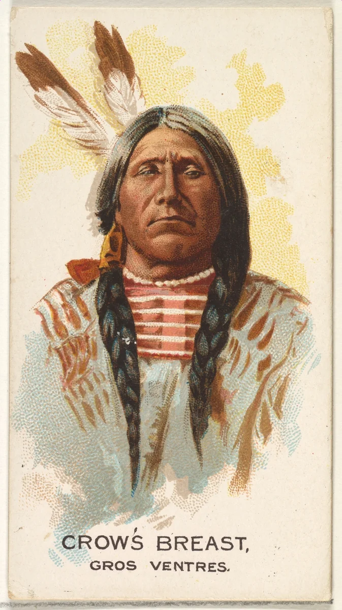 Crow's Breast, Gros Ventres, from the American Indian Chiefs series (N2) for Allen & Ginter Cigarettes Brands by Allen & Ginter, print, 1888