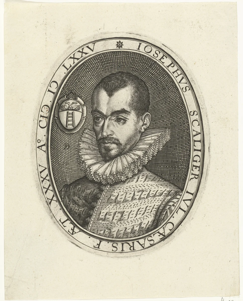 Portret van Josephus Scaliger op 35-jarige leeftijd by Unknown, print, 1575-1604