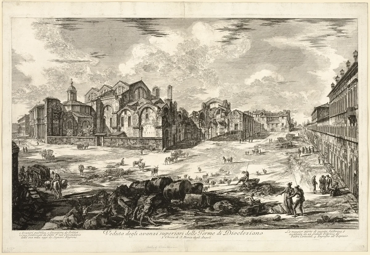 View of Visible Remains of the Baths of Diocletian, from Views of Rome by Giovanni Battista Piranesi, print, 1774