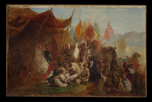 Sketch for "Reception of Emperor Napoleon III and Empress Eugénie by the Kabyle Leaders at Algiers on September 18, 1860" by Isidore Pils, painting, 1862-1867