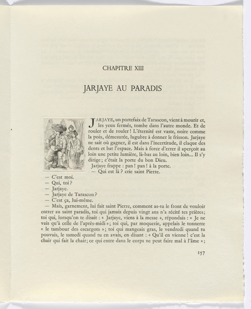 Frédéric Mistral: Mémoires et Recits by Frédéric Mistral: man playing drum (page 157) by Auguste Brouet, other, 1937