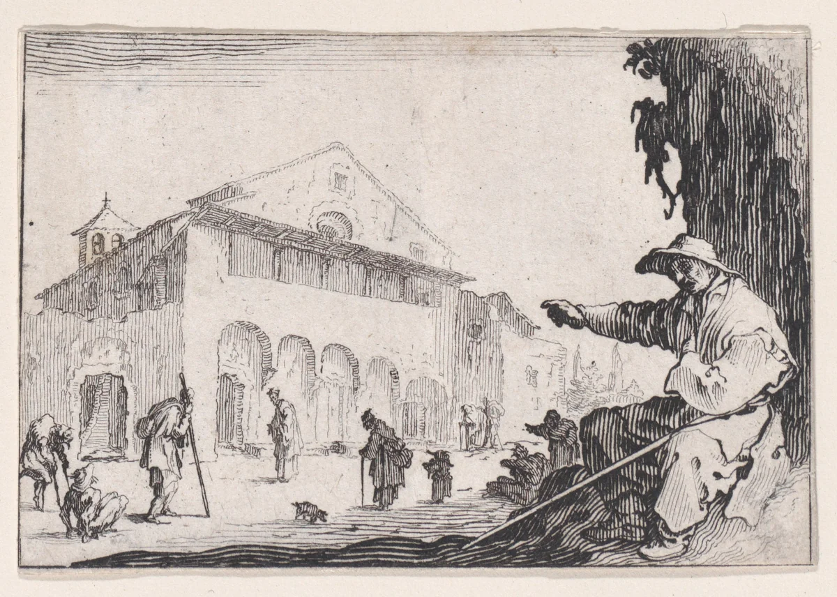 L'Hospice (The Almshouse), from "Les Caprices" Series A, The Florence Set by Jacques Callot, print, 1617