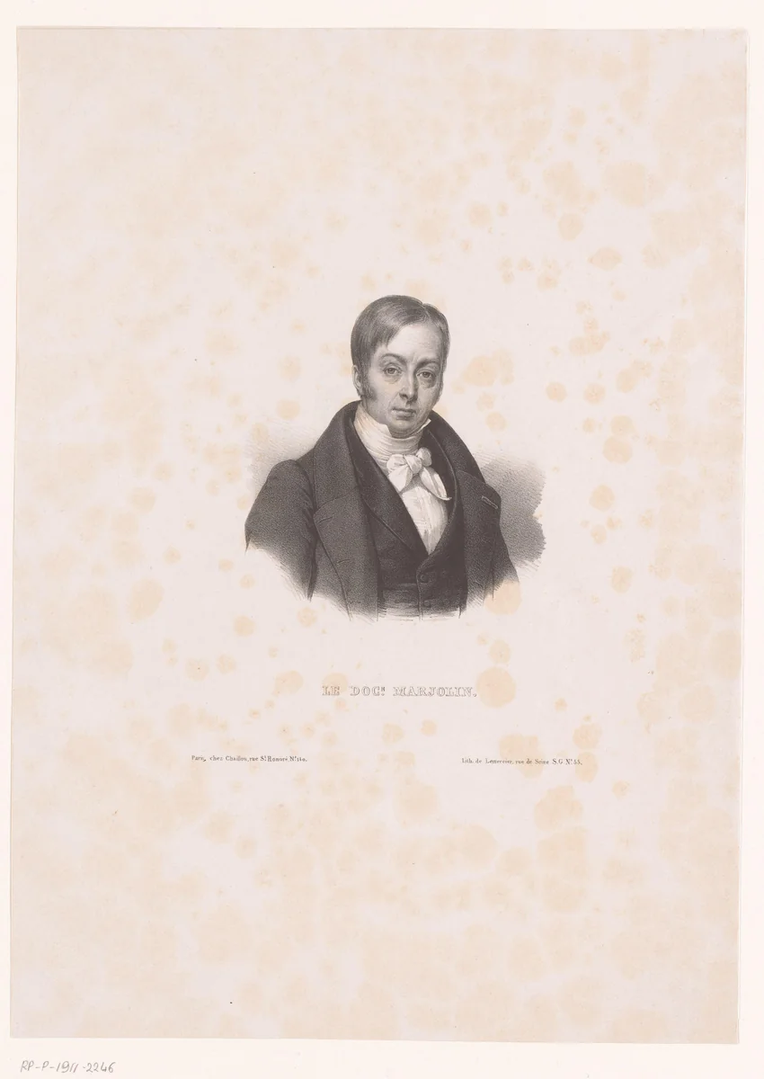 Portret van Jean-Nicolas Marjolin by anonymous, print, 1833-1837