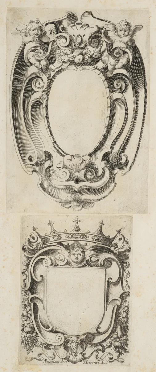 Various Cartouche Designs by Francisco Herrera, book, 1649