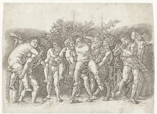 Bacchanaal met Silenus by Andrea Mantegna, print, 1473-1477