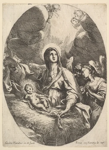 The Adoration of the Angels by Carlo Maratti, print, 1625-1713