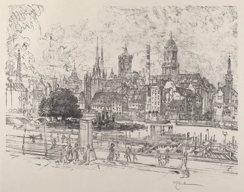 View on the Spree, Berlin by Joseph Pennell, print, 1921