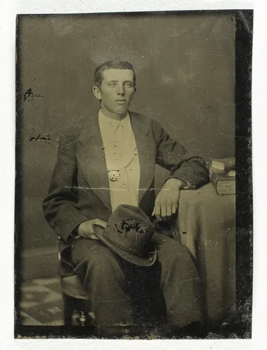Untitled (Portrait of Seated Man with Hat in Lap) by Artist Unknown, photograph, 1850-1899