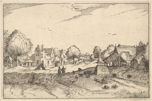 Village Road, plate 20 from "Regiunculae et Villae Aliquot Ducatus Brabantiae" by Claes Jansz Visscher, print, 1605-1615