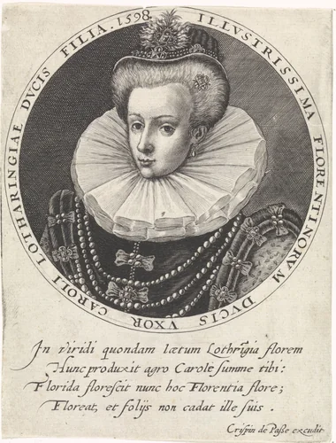 Portret van Christina van Lotharingen by Crispijn van de Passe, print, 1598