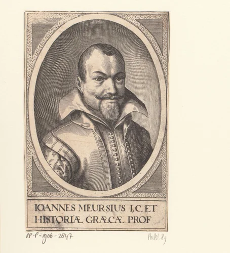 Portret van Johannes Meursius by Willem Isaacsz. van Swanenburg, print, 1609