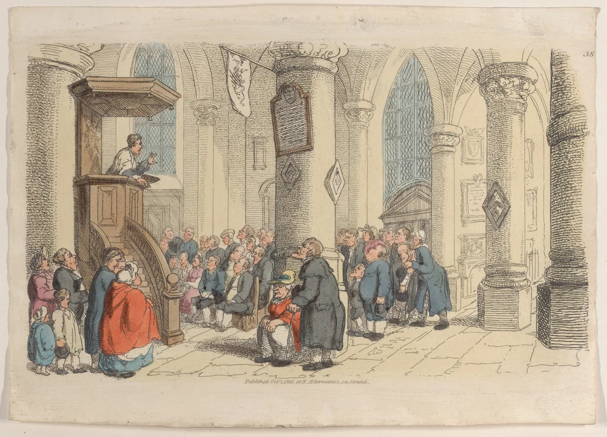 Plate 38, from "World in Miniature" by Thomas Rowlandson, print, 1816