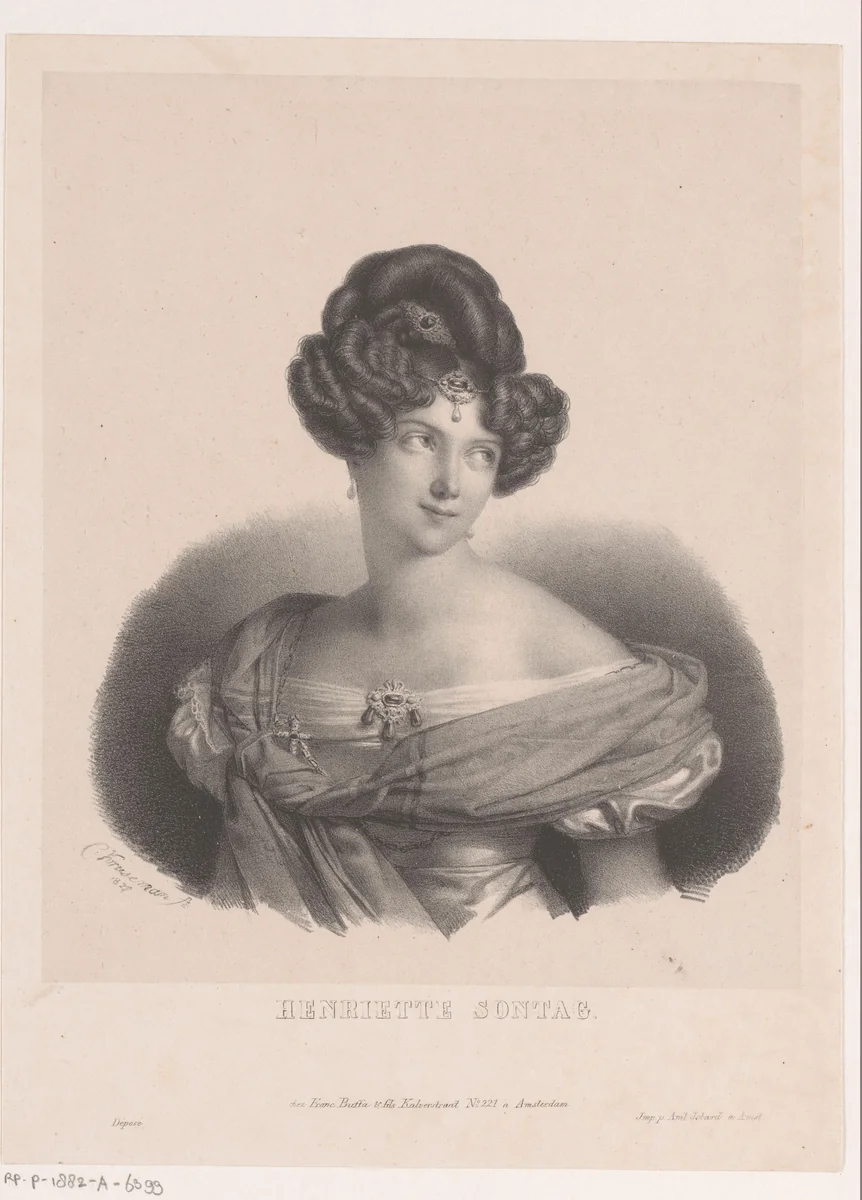 Portret van Henriette Sontag by anonymous, print, 1827