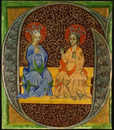 Christ and the Virgin Enthroned by Bohemian 15th Century, drawing, 1410-1420