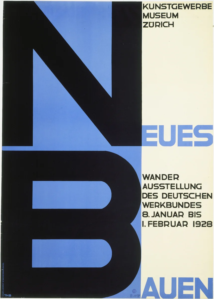 Neues Bauen (New Building) (Poster for Deutsche Werkbund Exhibition at the Kunstgewerbe Museum, Zürich) by Theo H. Ballmer, design, 1928