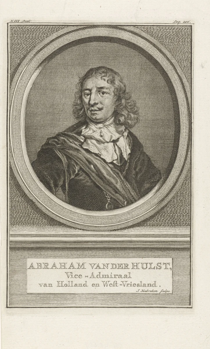 Portret van Abraham van der Hulst by Jacob Houbraken, print, 1749-1759