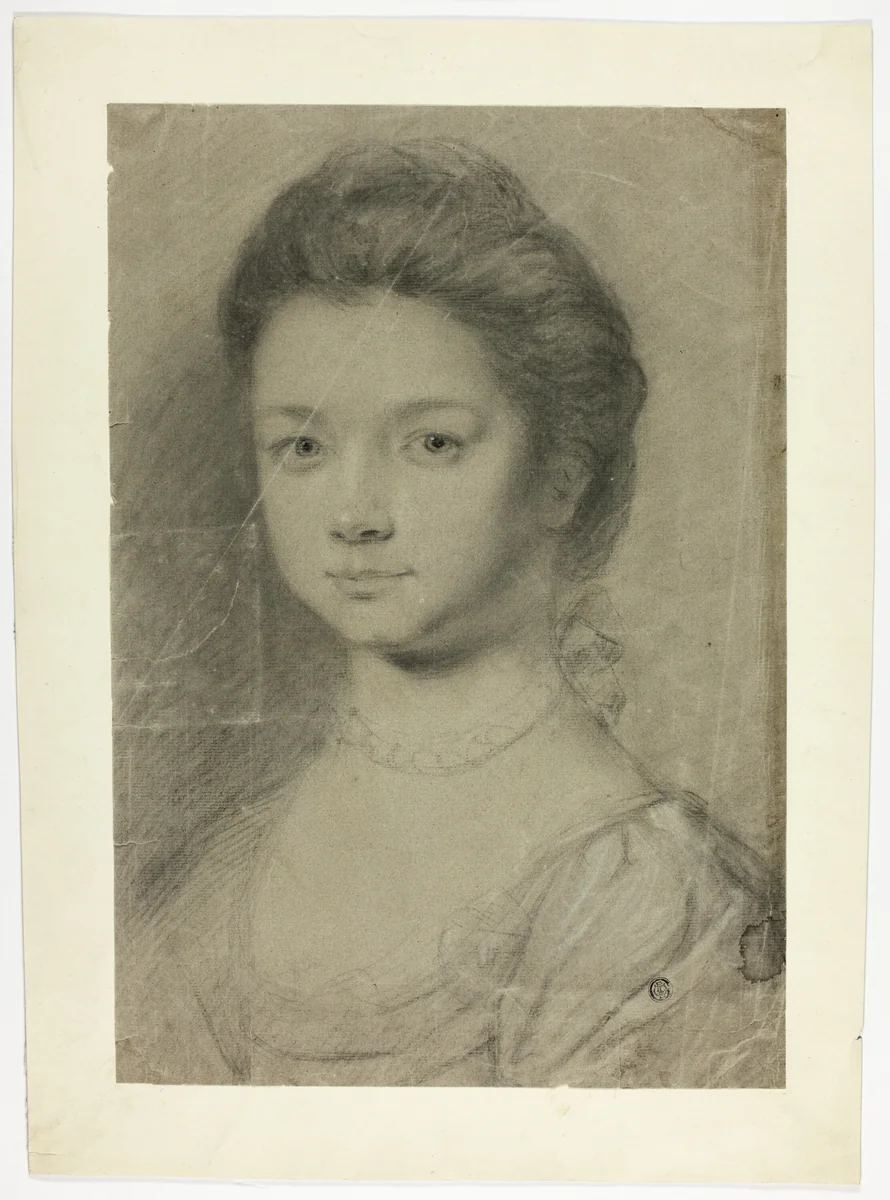 Portrait Bust of Young Woman by François Boucher or Giovanni Battista Piazzetta, drawing, 1730-1760