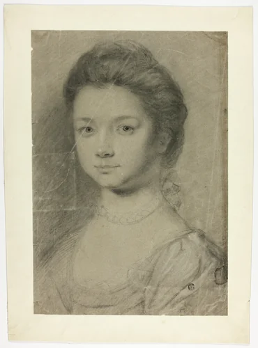Portrait Bust of Young Woman by François Boucher or Giovanni Battista Piazzetta, drawing, 1730-1760