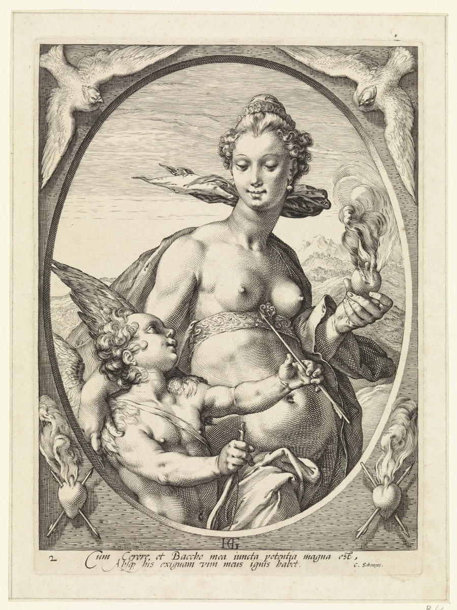Venus en Amor by Unknown, print, 1575-1607
