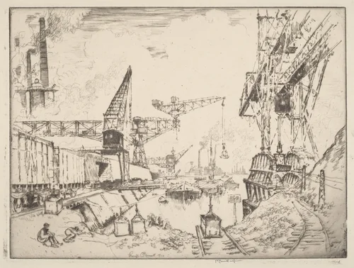 Cranes at Duisburg by Joseph Pennell, print, 1910